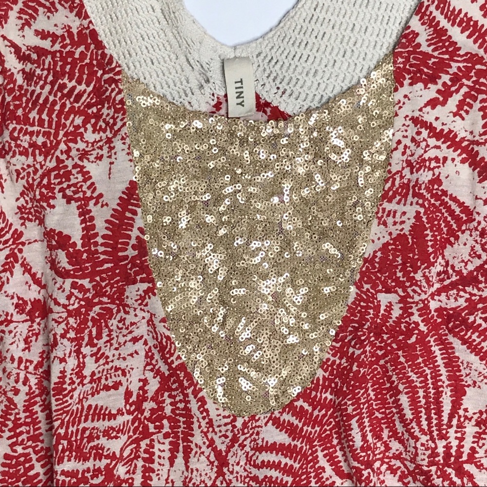 Anthropologie Tiny Red & Cream Beekeeper Crochet & Sequin Top Size XS - Picture 5 of 8